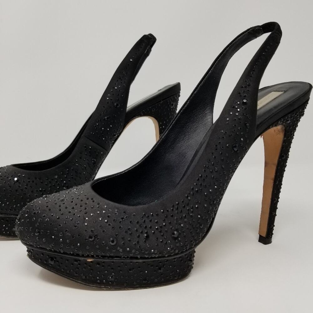 BCBG Maxazria Metallic‎ Glitter Platform Heels Women's Sparkle Slingback Size 10
